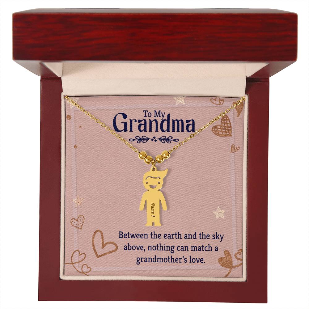 To My Grandma Earth and Sky Engraved Child Charm Necklace