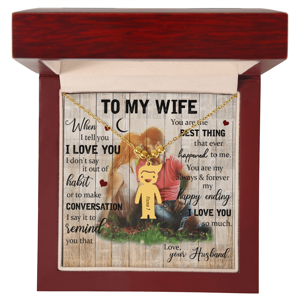 To My Wife Engraved Child Charm Necklace