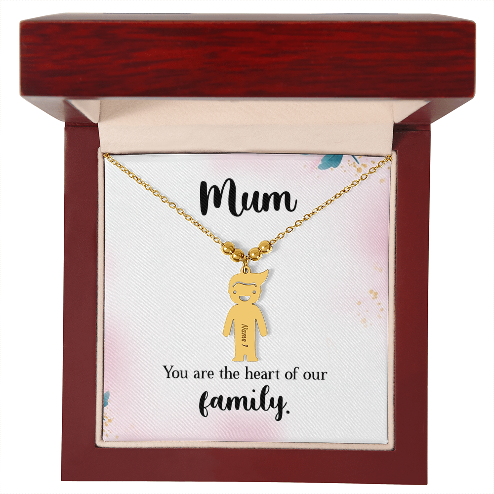 To My Mum Heart of Our Family Engraved Child Charm Necklace