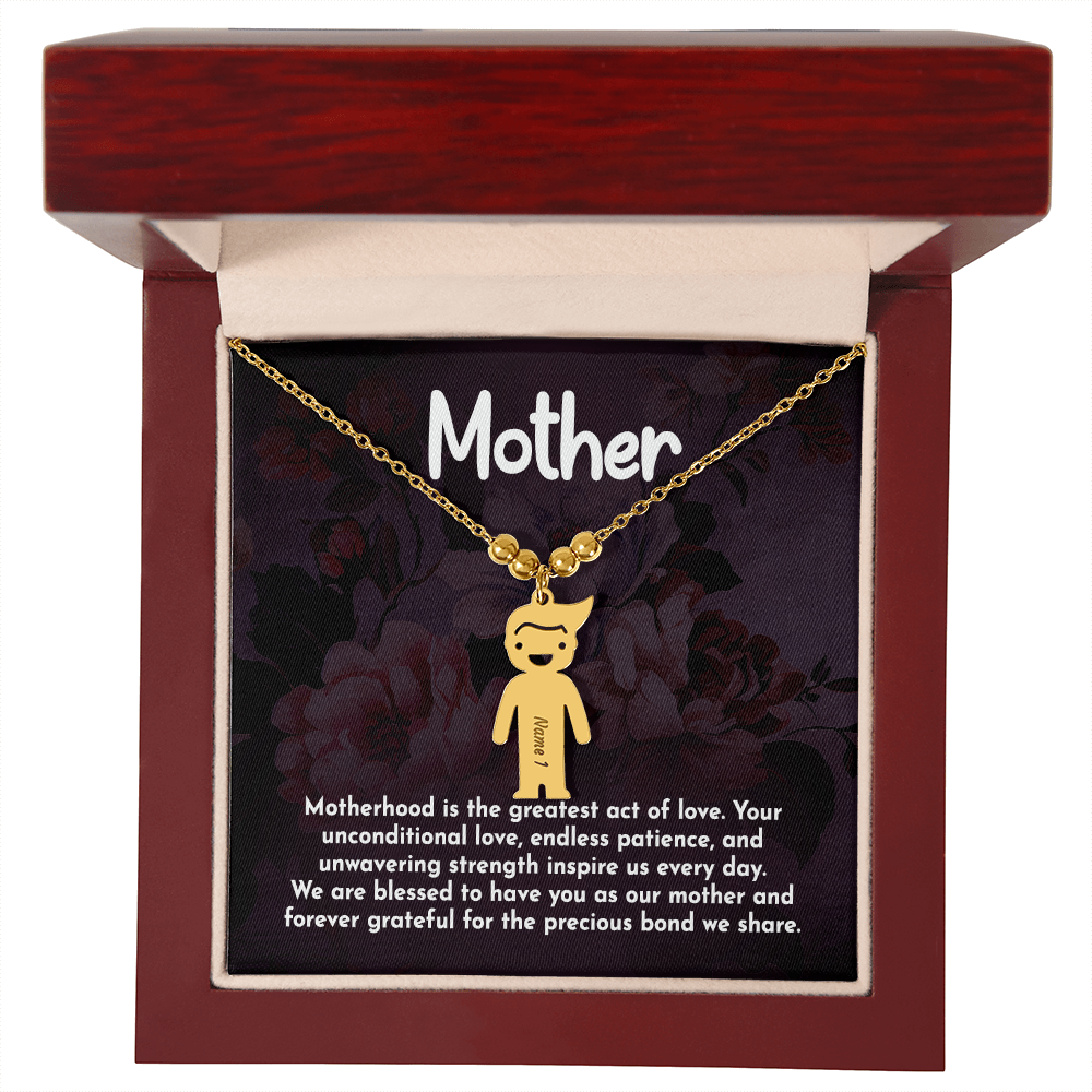 To My Mother Greatest Act of Love Engraved Child Charm Necklace