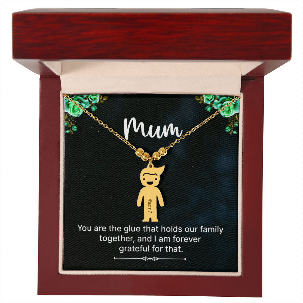 To My Mum Family Glue Engraved Child Charm Necklace