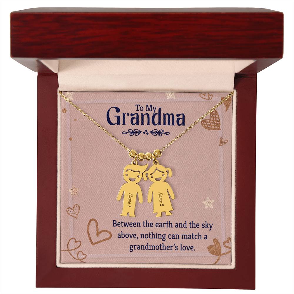 To My Grandma Earth and Sky Engraved Child Charm Necklace