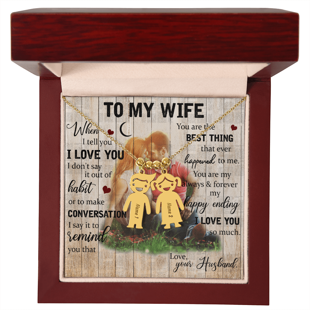 To My Wife Engraved Child Charm Necklace