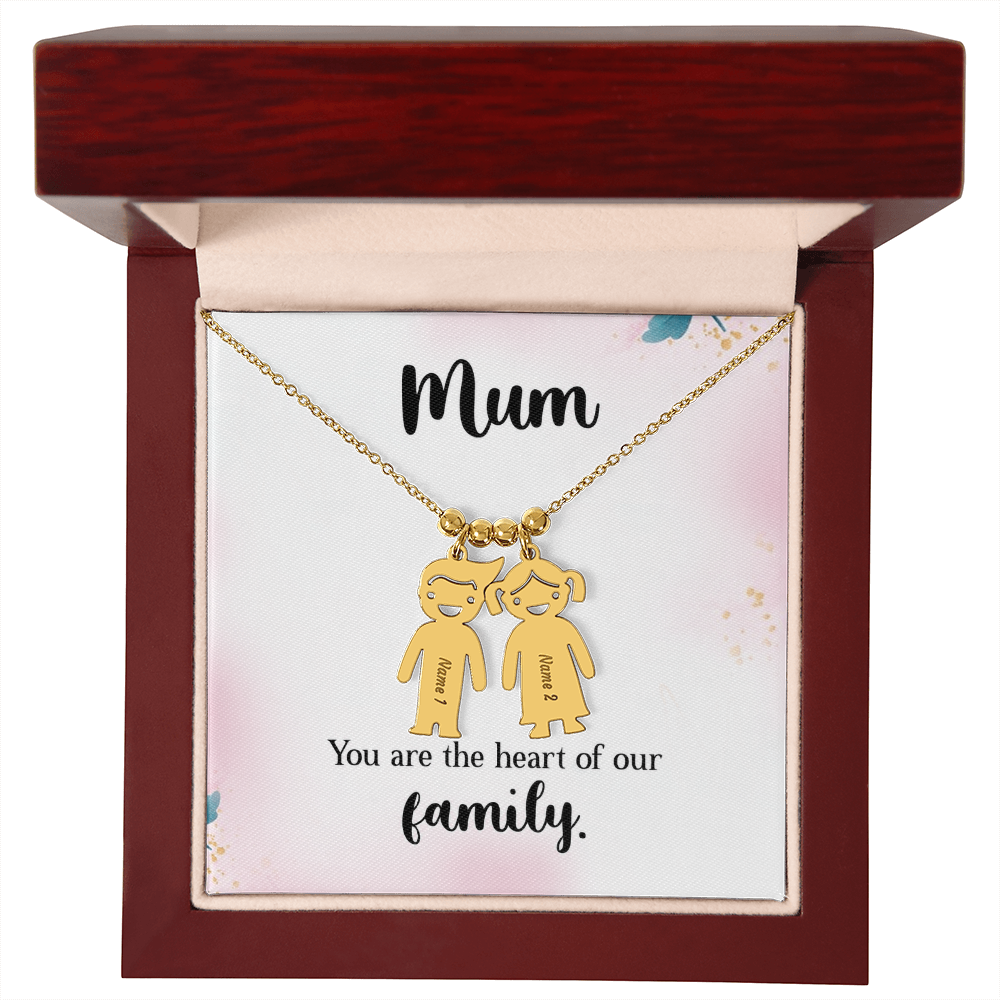 To My Mum Heart of Our Family Engraved Child Charm Necklace