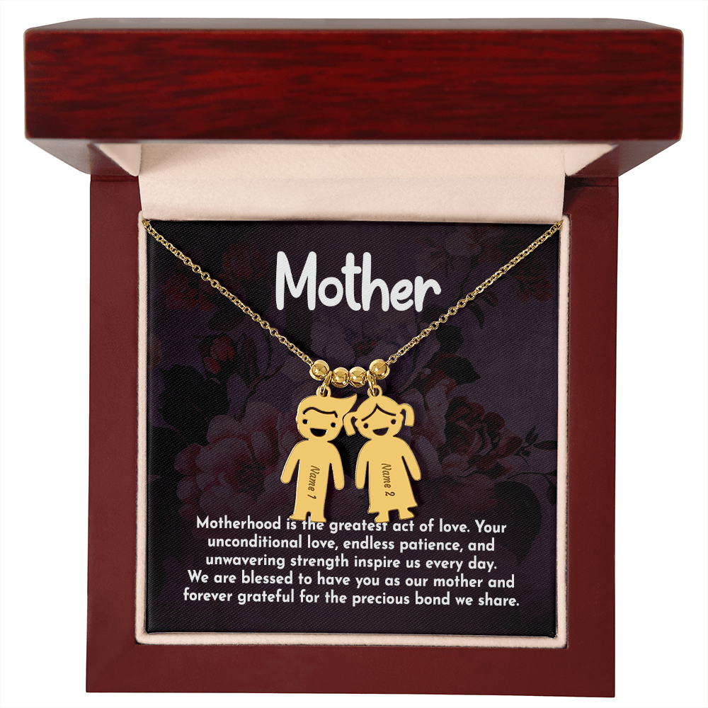 To My Mother Greatest Act of Love Engraved Child Charm Necklace