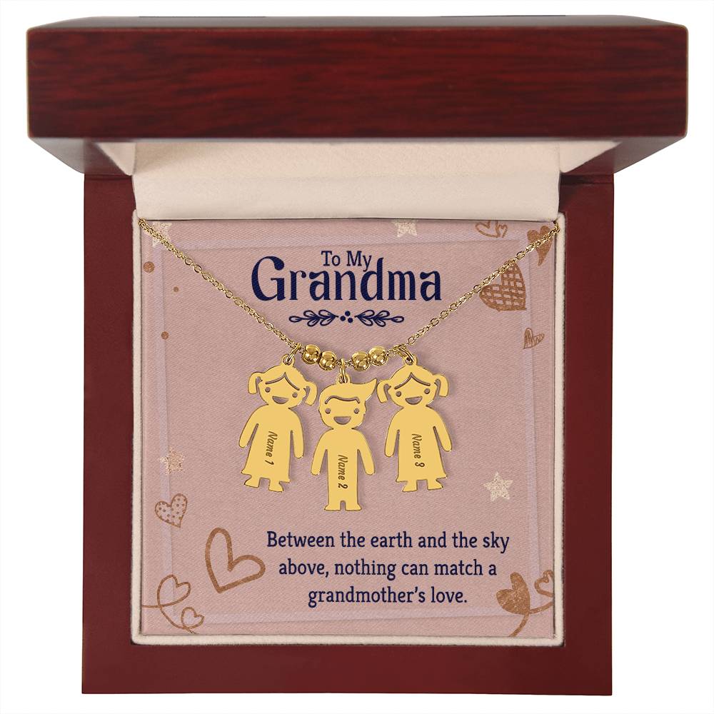 To My Grandma Earth and Sky Engraved Child Charm Necklace