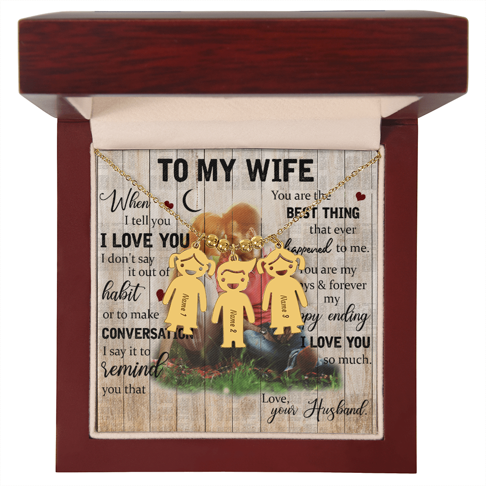 To My Wife Engraved Child Charm Necklace