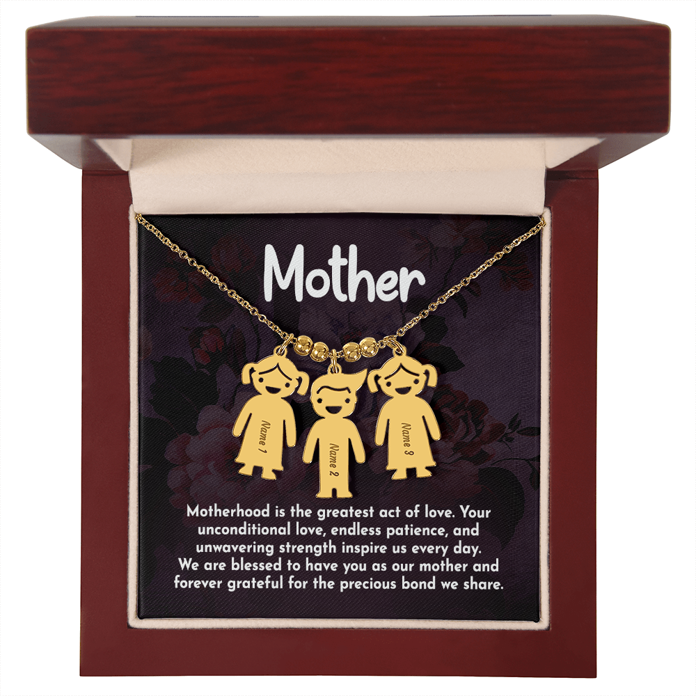 To My Mother Greatest Act of Love Engraved Child Charm Necklace