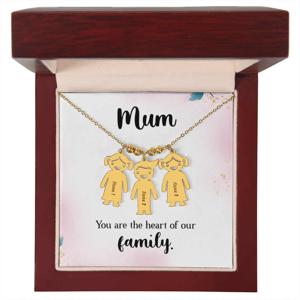 To My Mum Heart of Our Family Engraved Child Charm Necklace