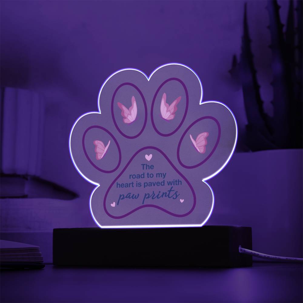 Acrylic Paw Print Plaque Keepsake Gift