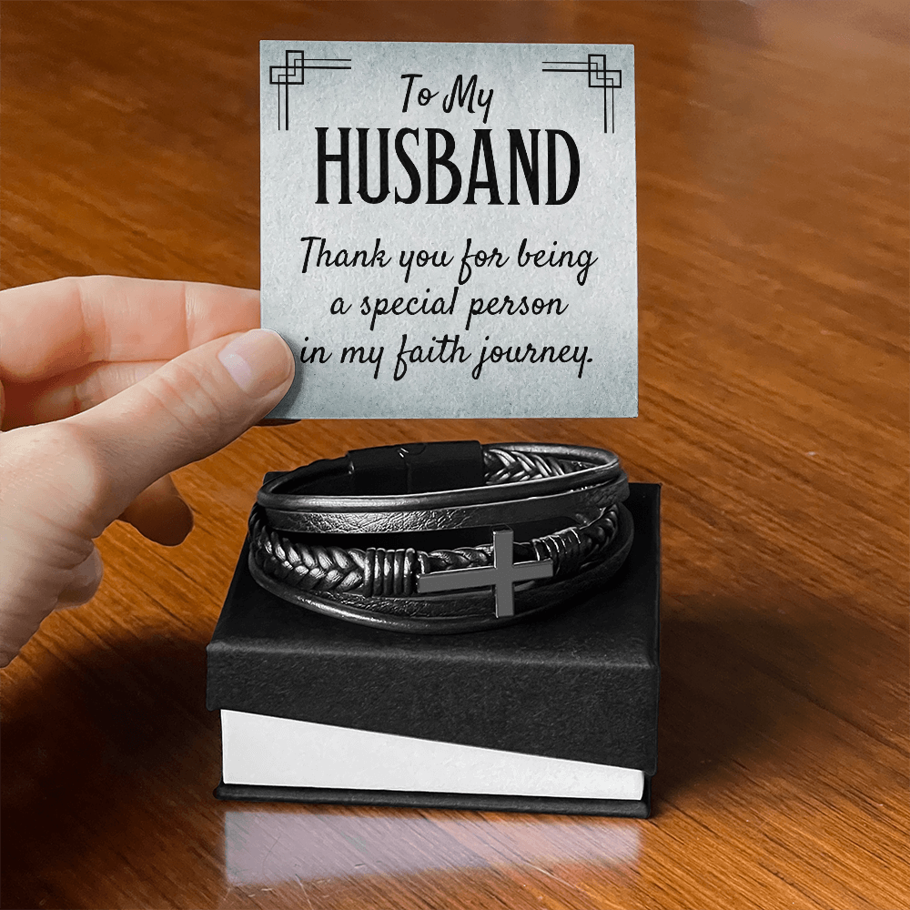 To My Husband Men's Cross Bracelet