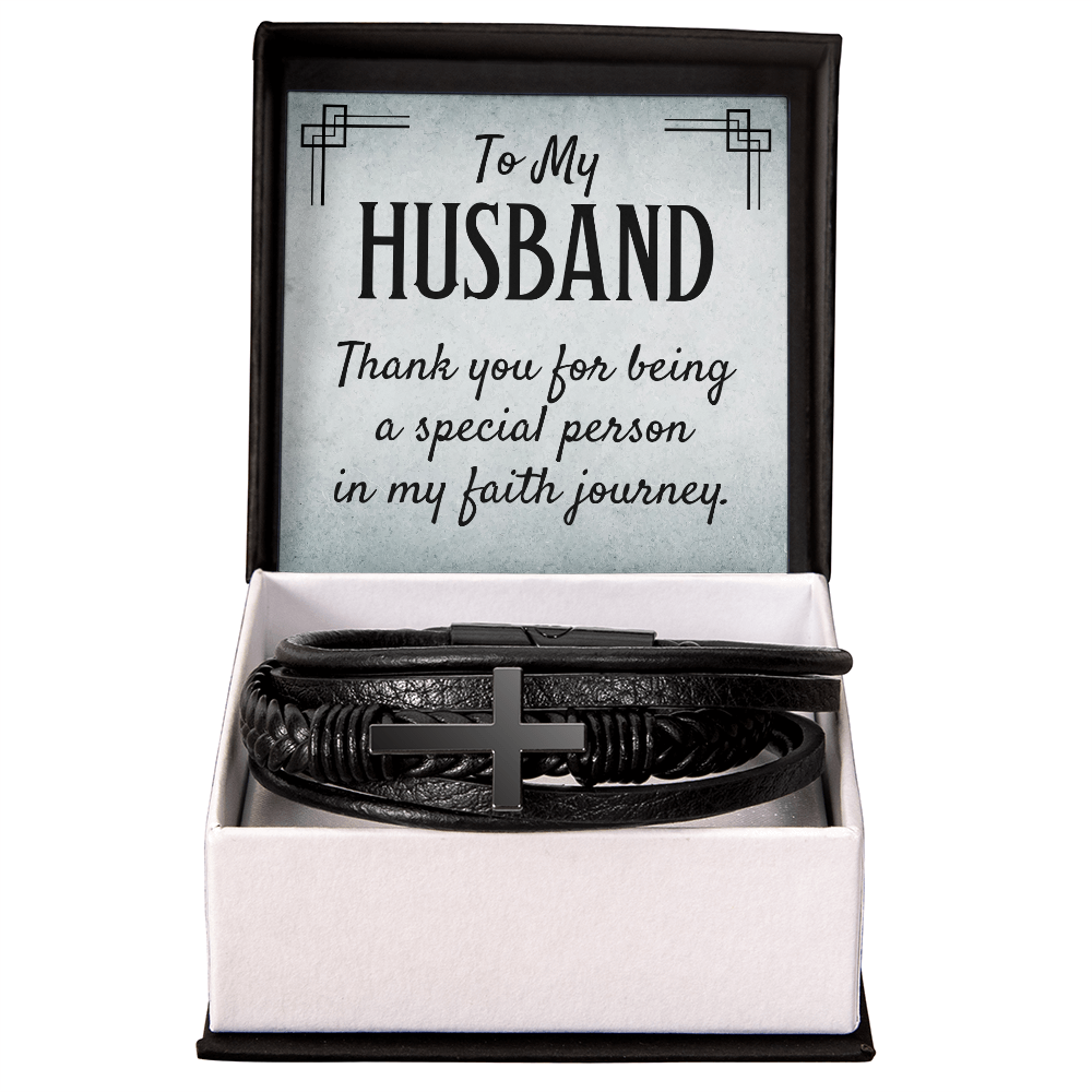 To My Husband Men's Cross Bracelet