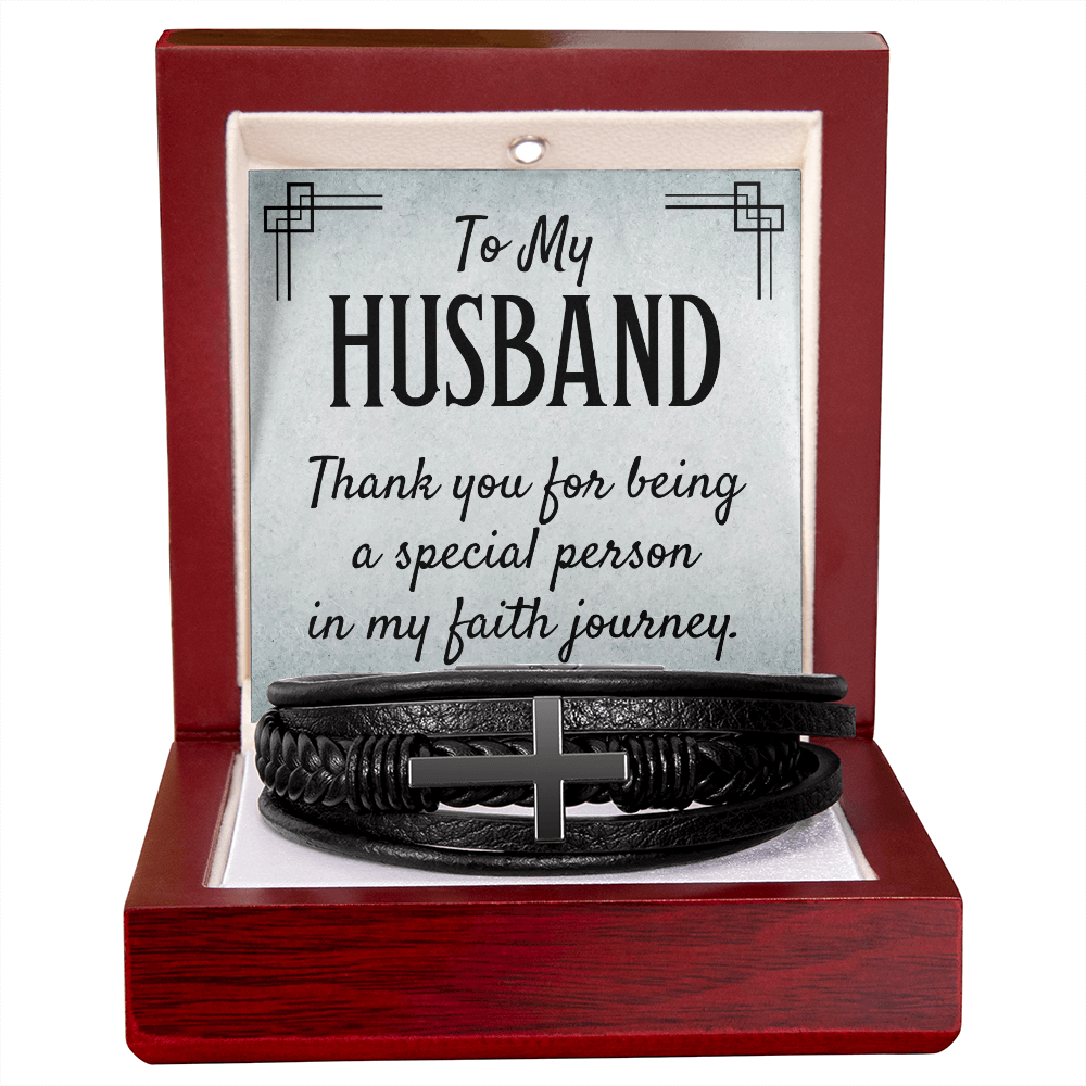 To My Husband Men's Cross Bracelet