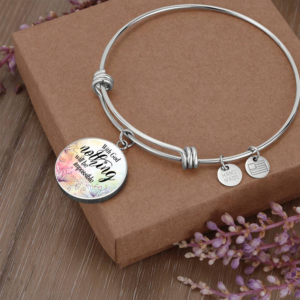 With God Nothing Will Be Impossible Circle Bangle