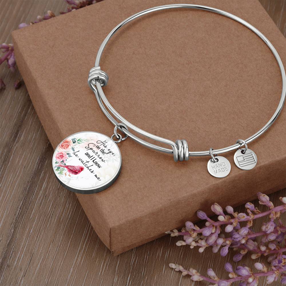 His Eye on the Sparrow He Watches Me Circle Bangle