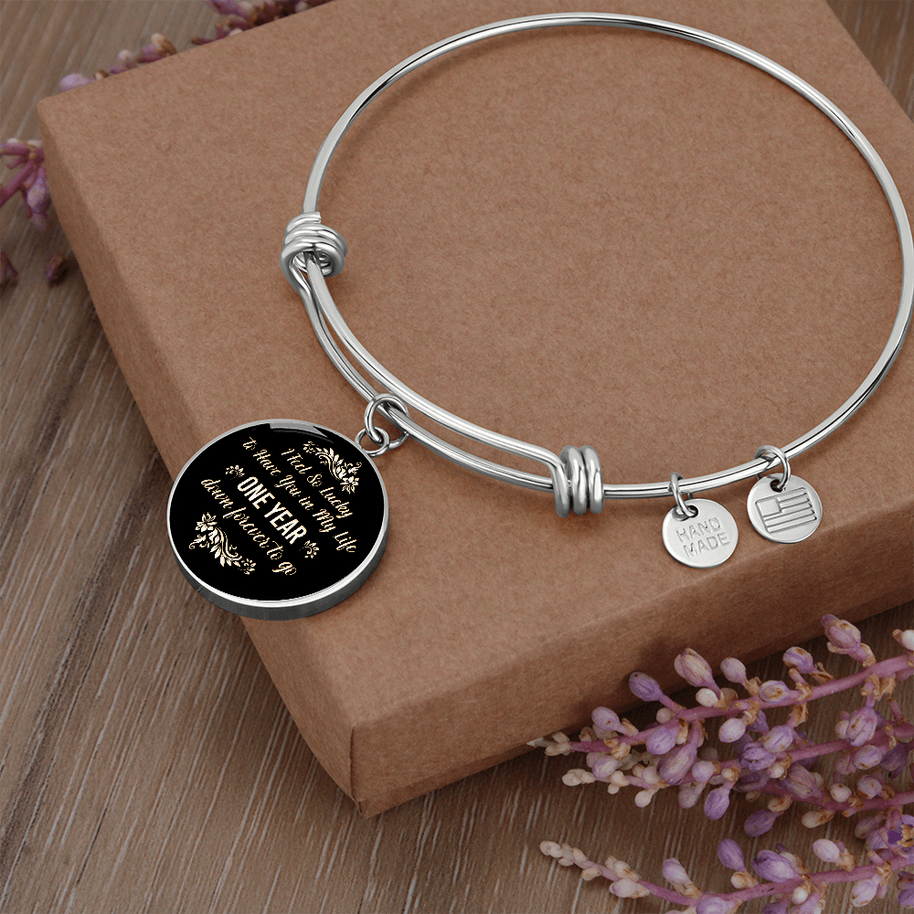 One Year Down Forever to Go Anniversary Circle Bangle