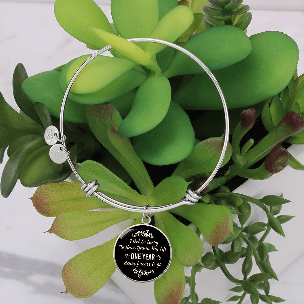 One Year Down Forever to Go Anniversary Circle Bangle