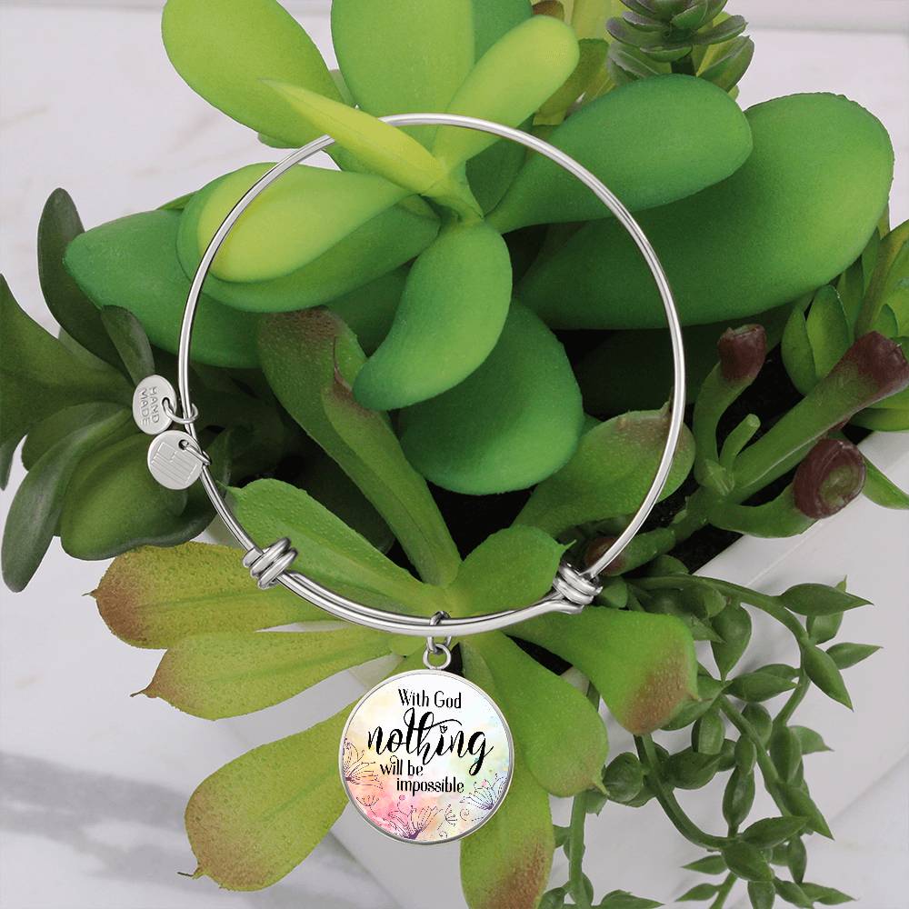 With God Nothing Will Be Impossible Circle Bangle