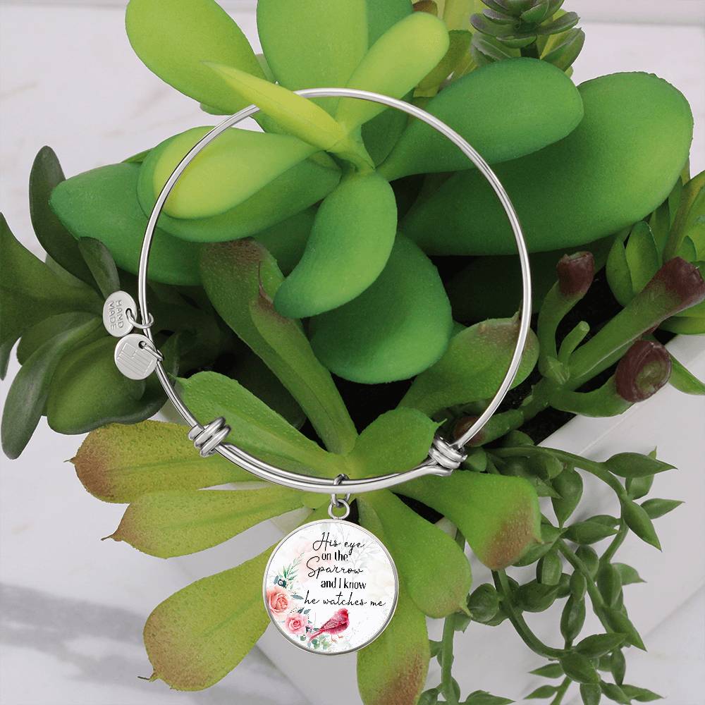 His Eye on the Sparrow He Watches Me Circle Bangle