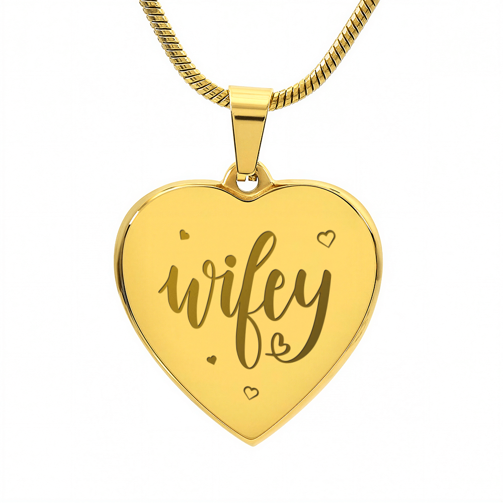 Wifey Engraved Heart Necklace