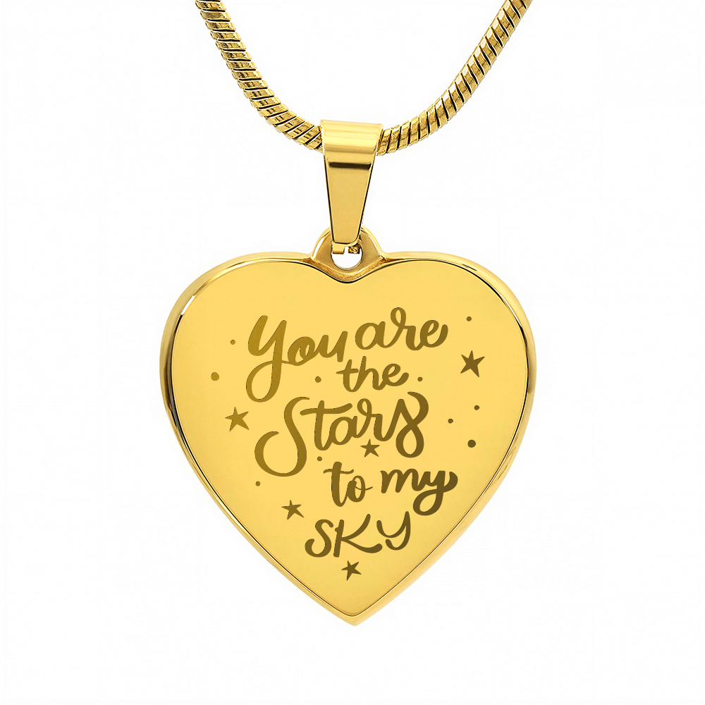 You Are the Stars to My Sky Engraved Heart Necklace