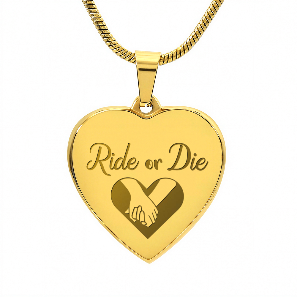 Ride or Die Friendship Engraved Heart Necklace