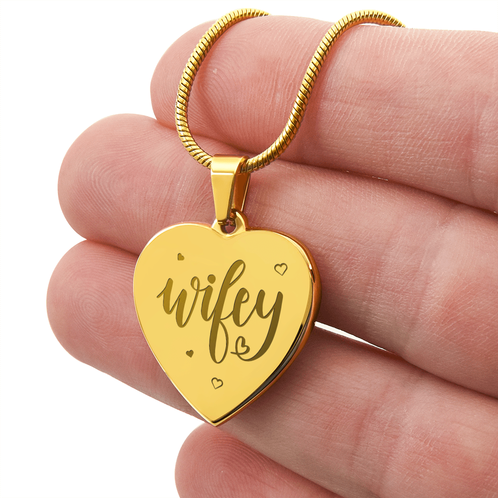 Wifey Engraved Heart Necklace