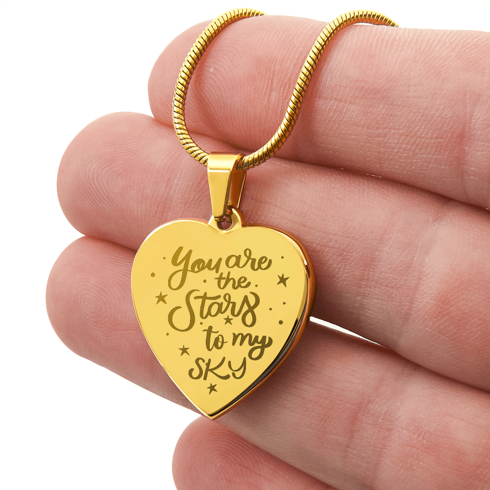 You Are the Stars to My Sky Engraved Heart Necklace
