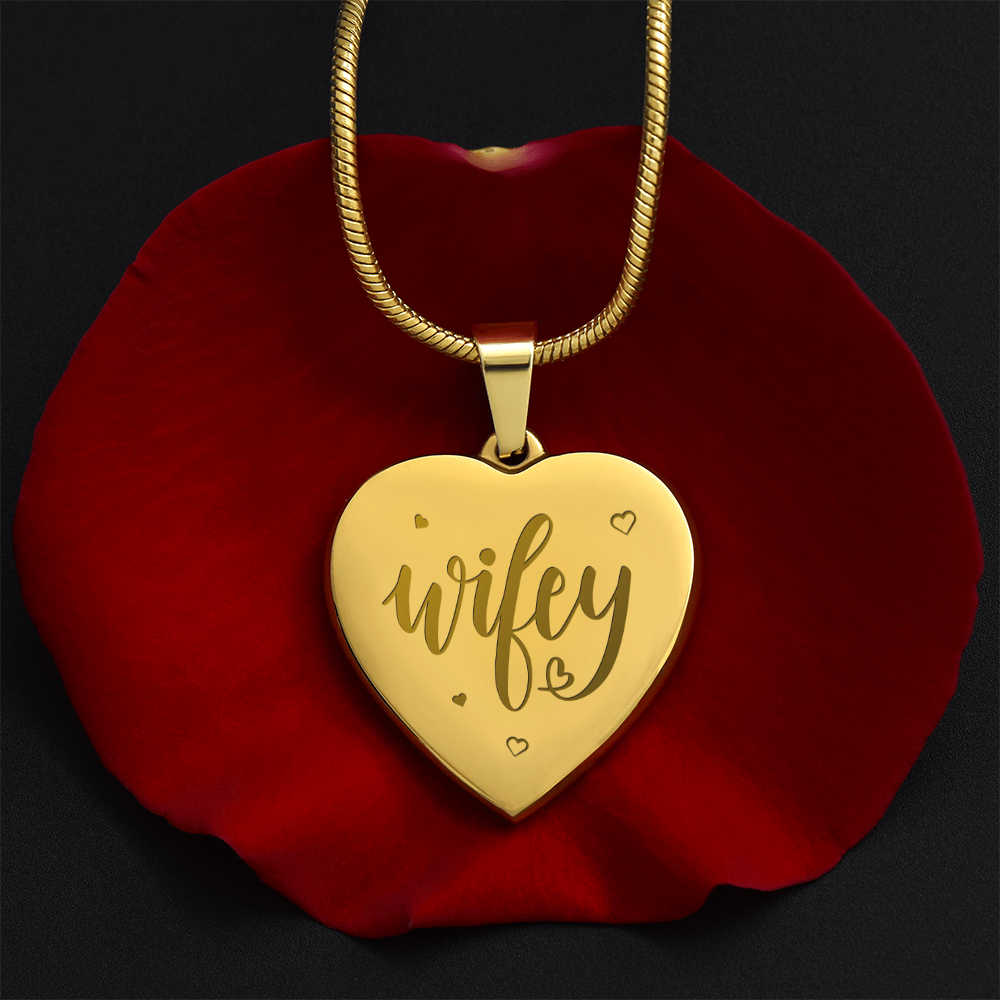 Wifey Engraved Heart Necklace