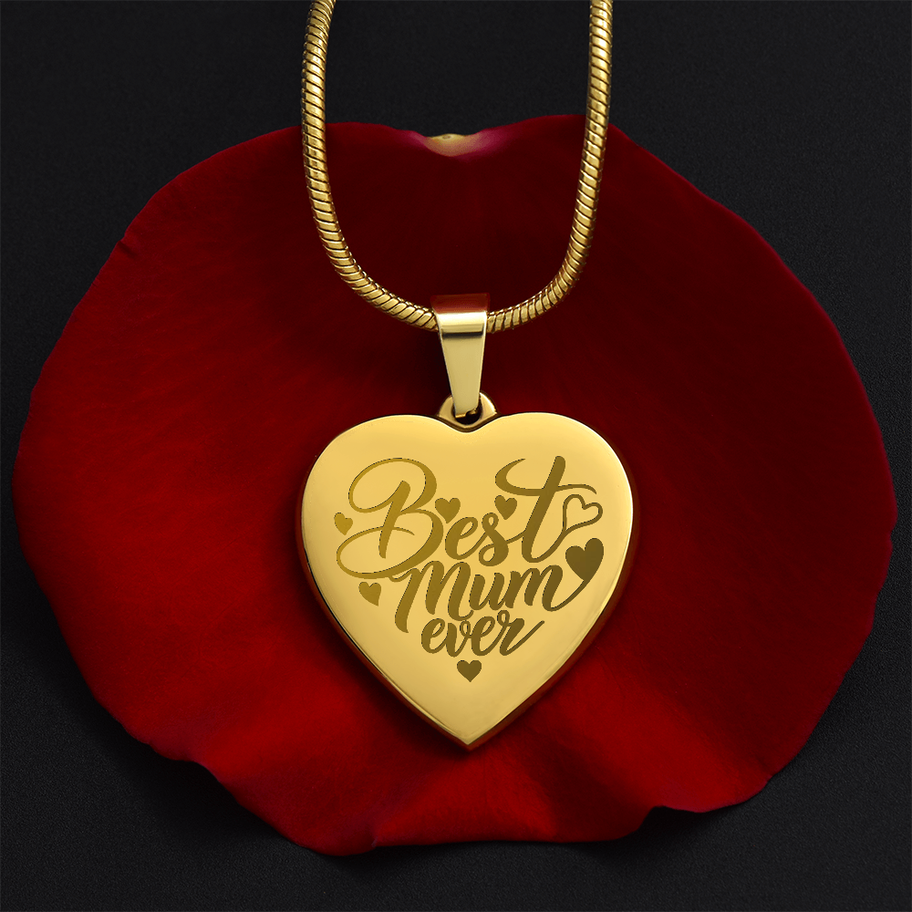 Best Mum Ever Engraved Heart Necklace