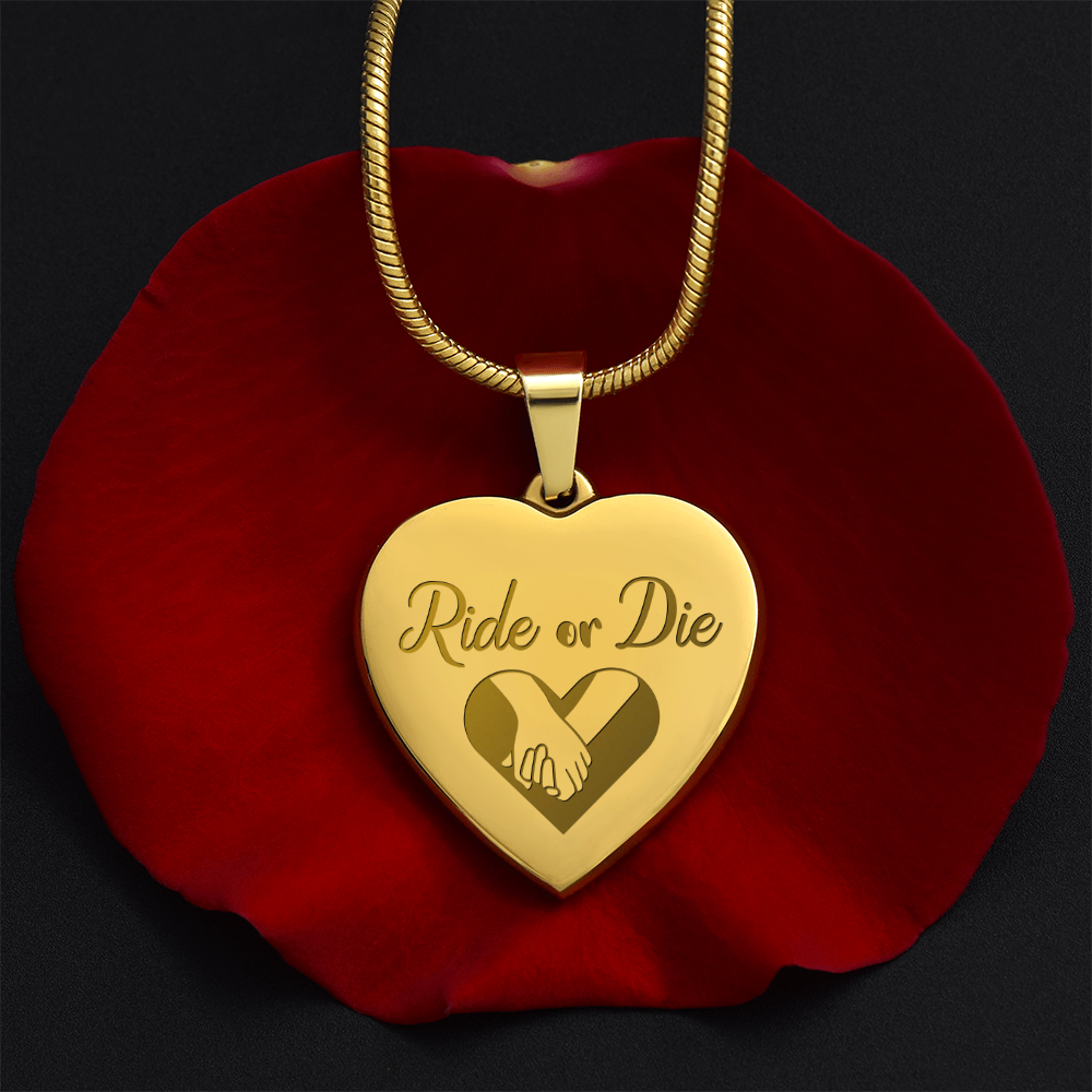Ride or Die Friendship Engraved Heart Necklace