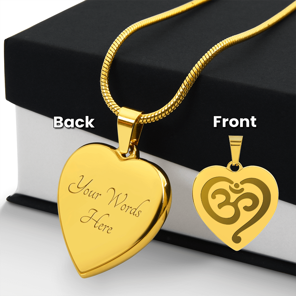 Om Symbol Spiritual Engraved Heart Necklace