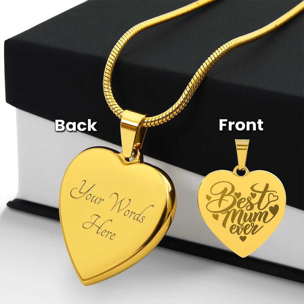 Best Mum Ever Engraved Heart Necklace