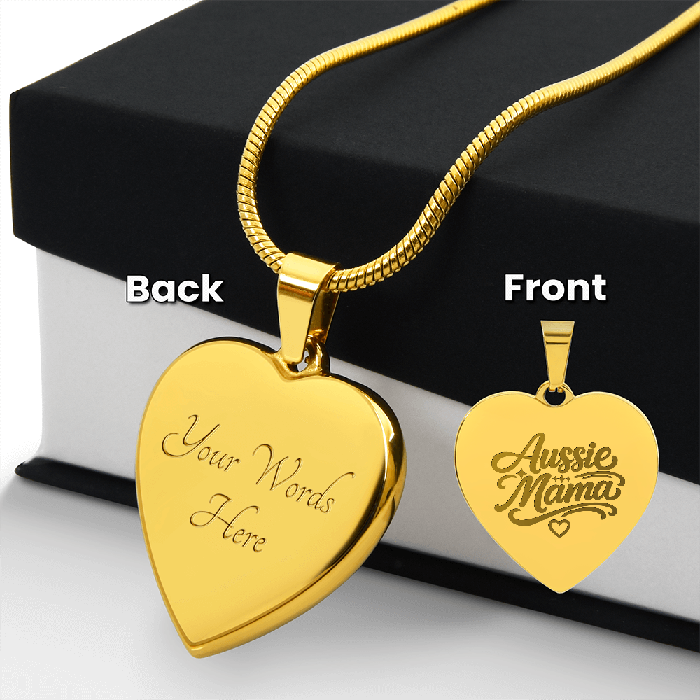 Aussie Mama Engraved Heart Necklace