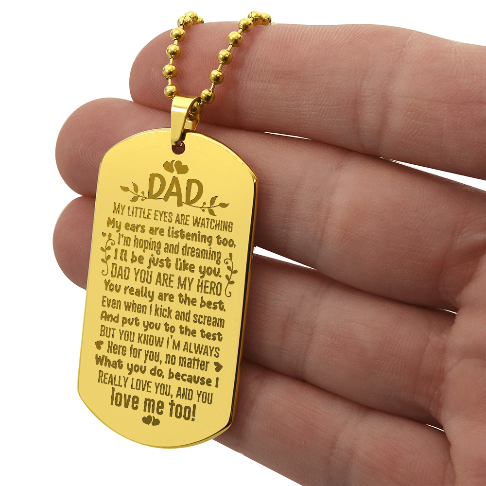Dad You Are My Hero Engraved Dog Tag Necklace