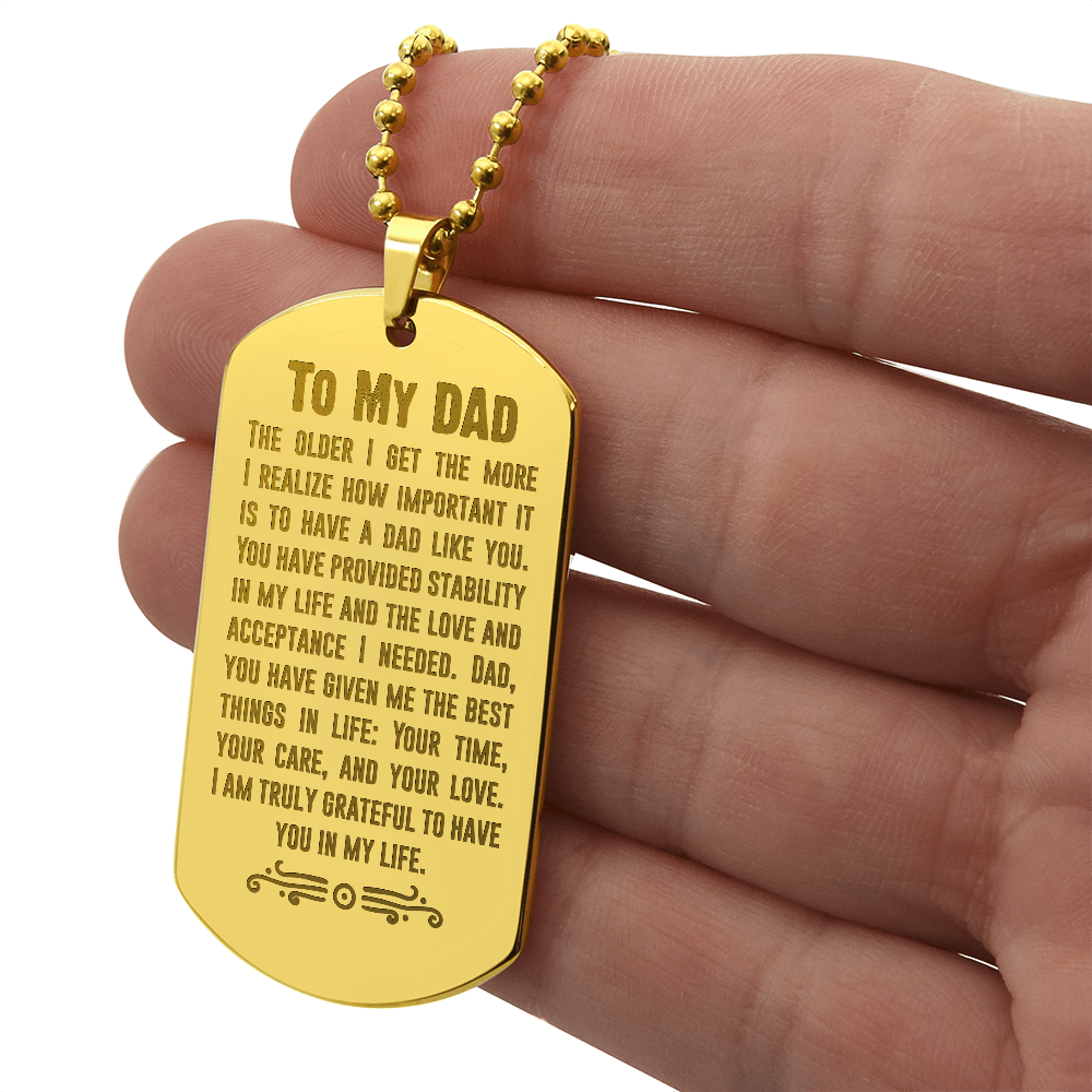 Grateful for You Dad Engraved Dog Tag Necklace