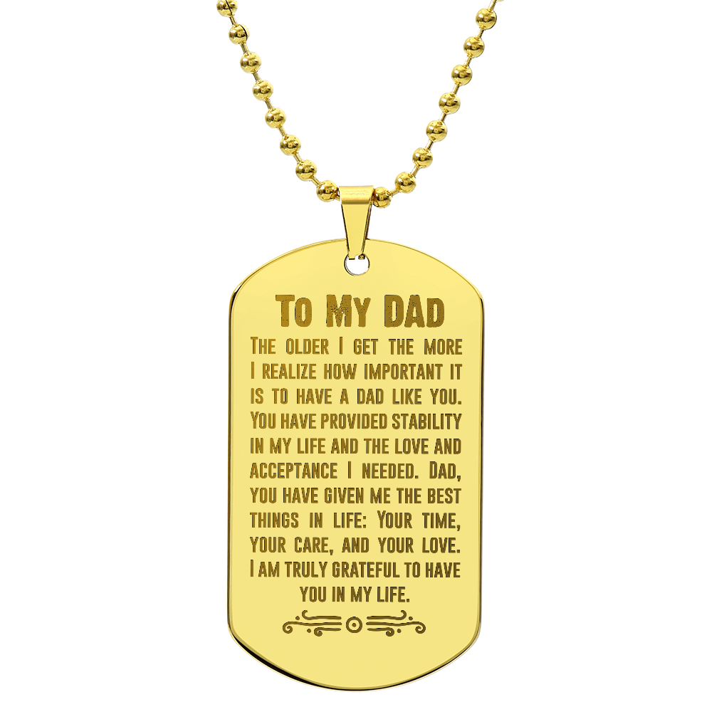Grateful for You Dad Engraved Dog Tag Necklace
