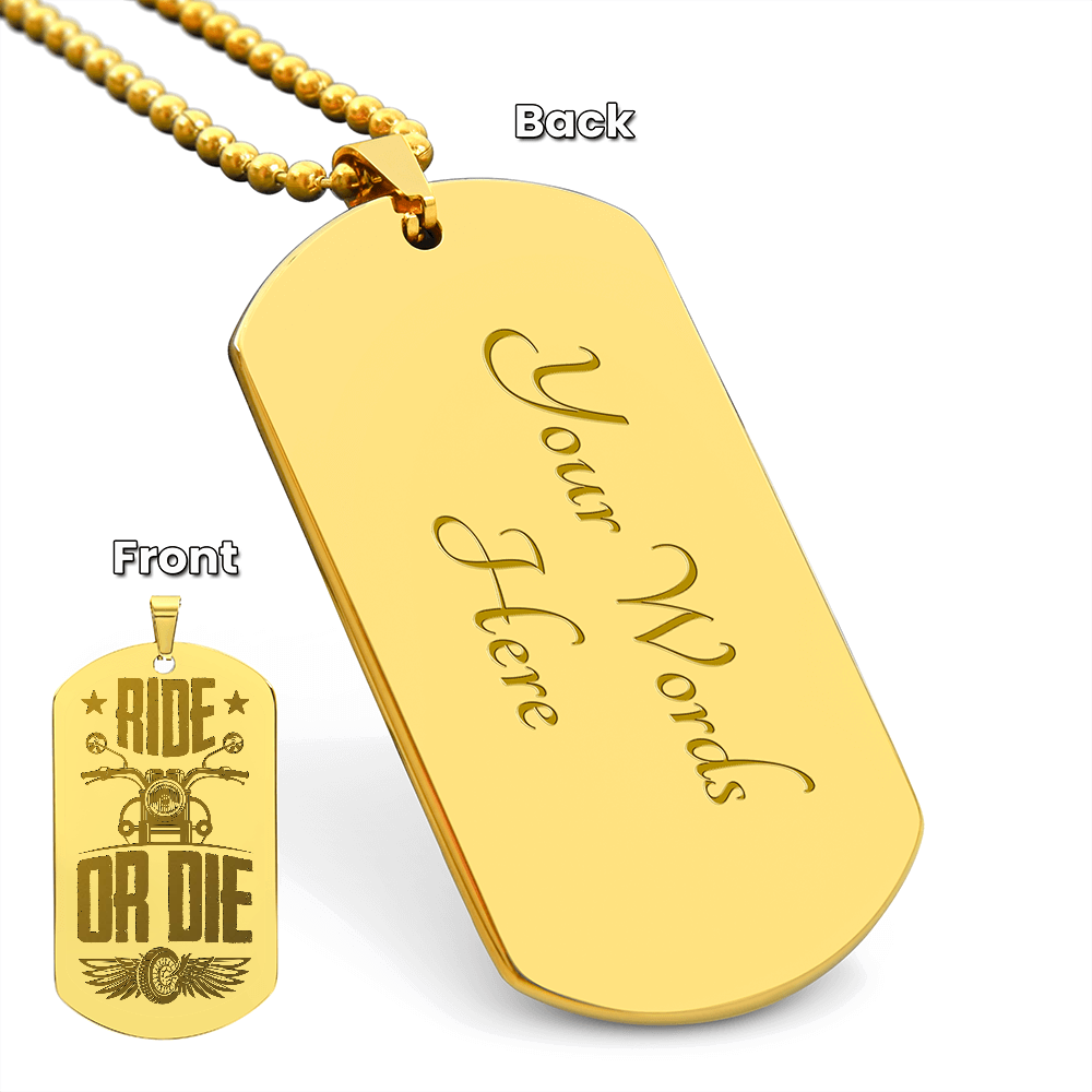 Ride or Die Motorcycle Engraved Dog Tag Necklace