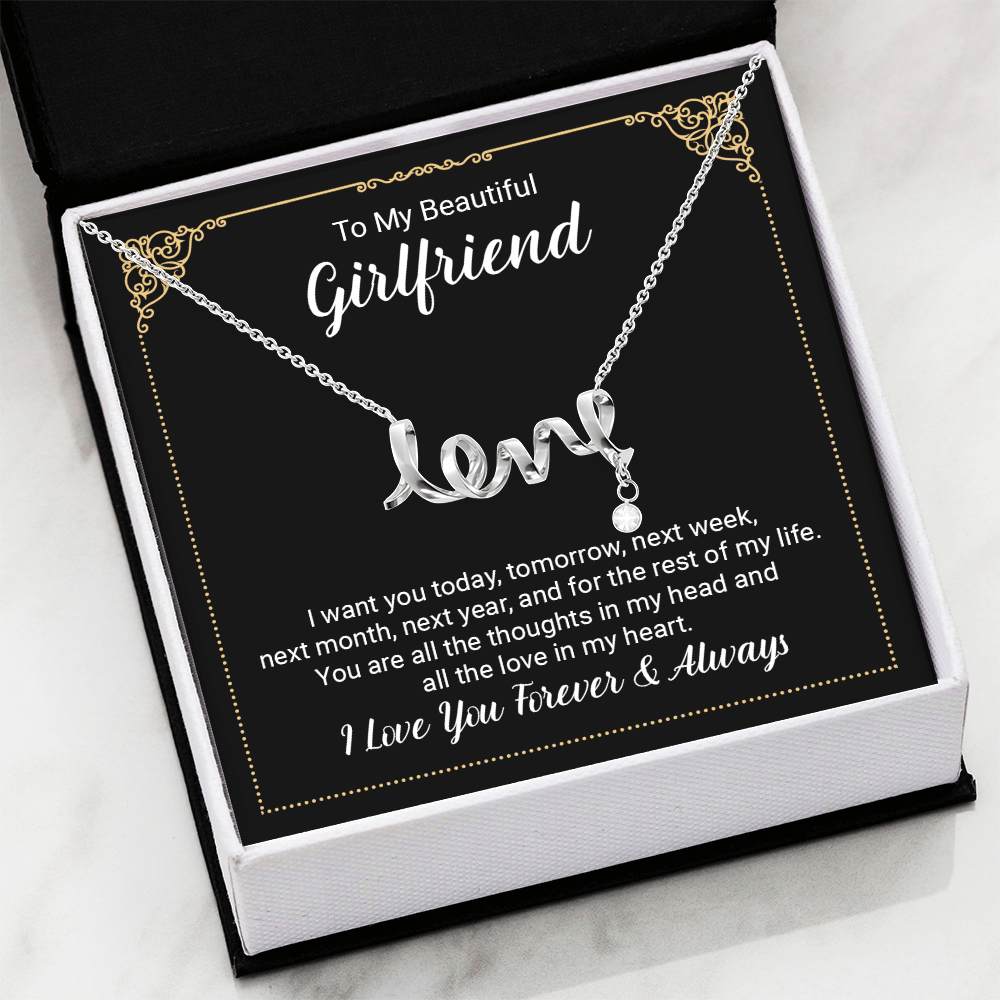 To My Beautiful Girlfriend - Scripted Love Necklace
