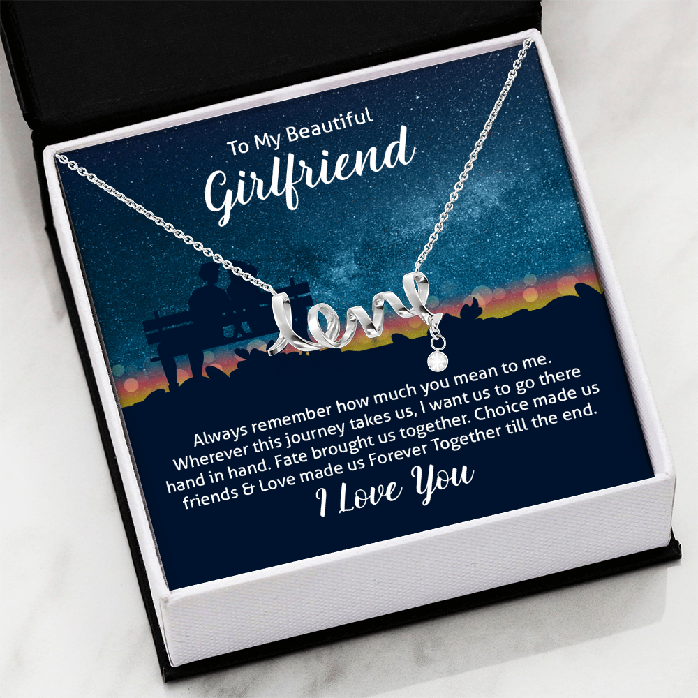 To My Beautiful Girlfriend Forever Together Scripted Love Necklace