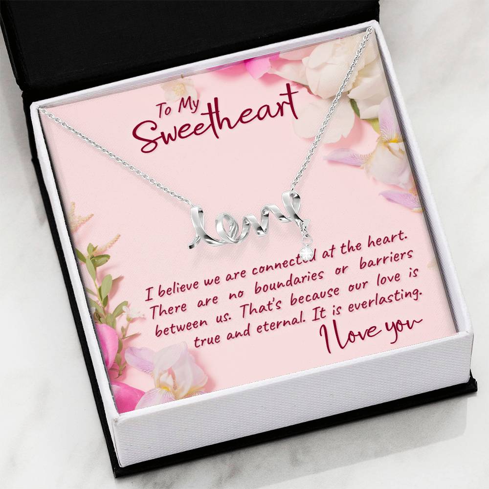 To My Sweetheart Connected at the Heart Scripted Love Necklace