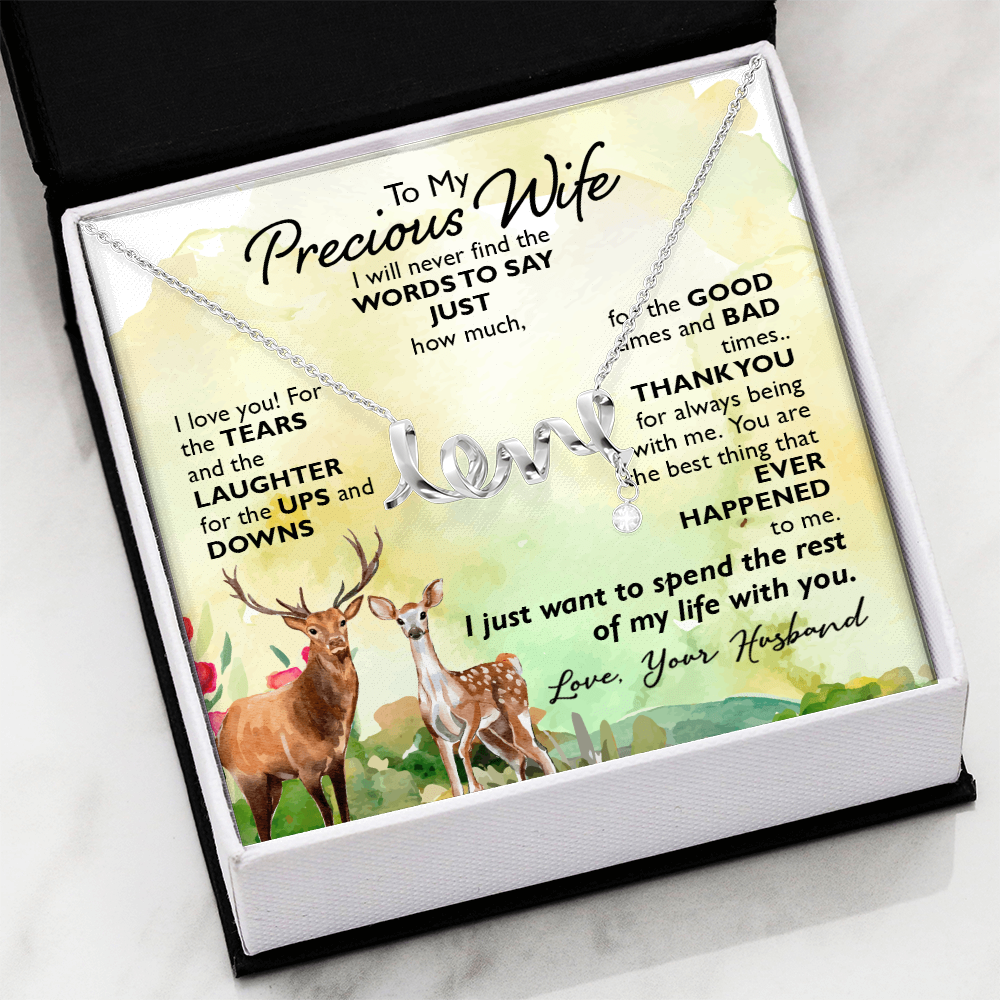 To My Precious Wife Rest of My Life Scripted Love Necklace