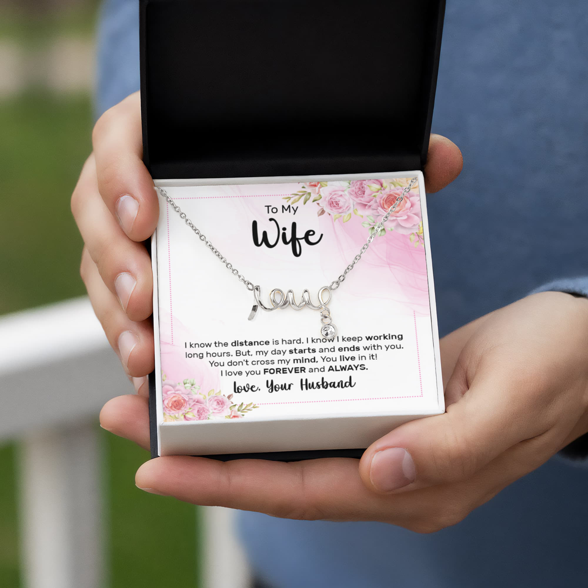To My Wife Forever and Always Scripted Love Necklace