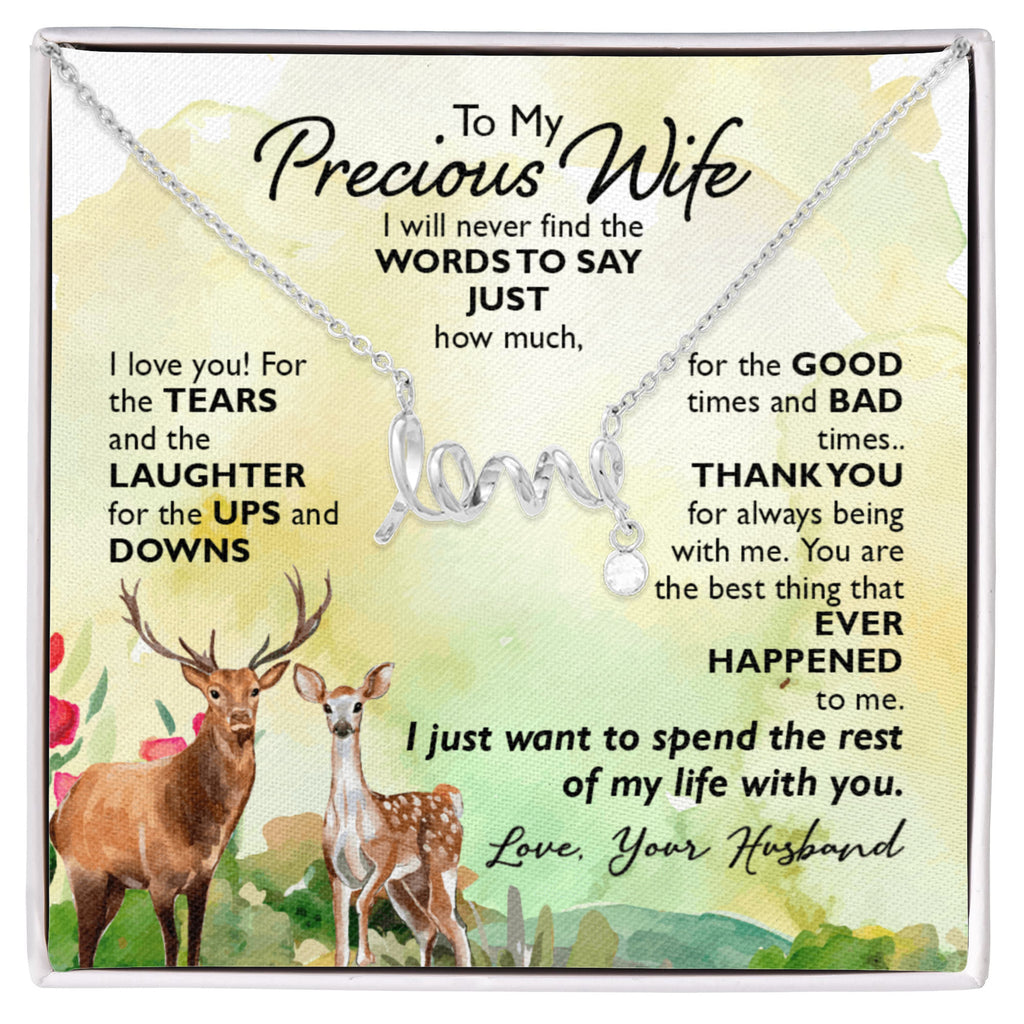 To My Precious Wife Rest of My Life Scripted Love Necklace