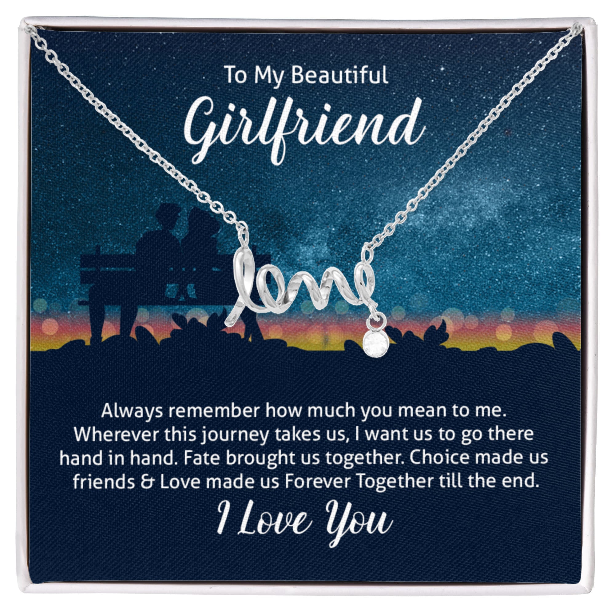 To My Beautiful Girlfriend Forever Together Scripted Love Necklace
