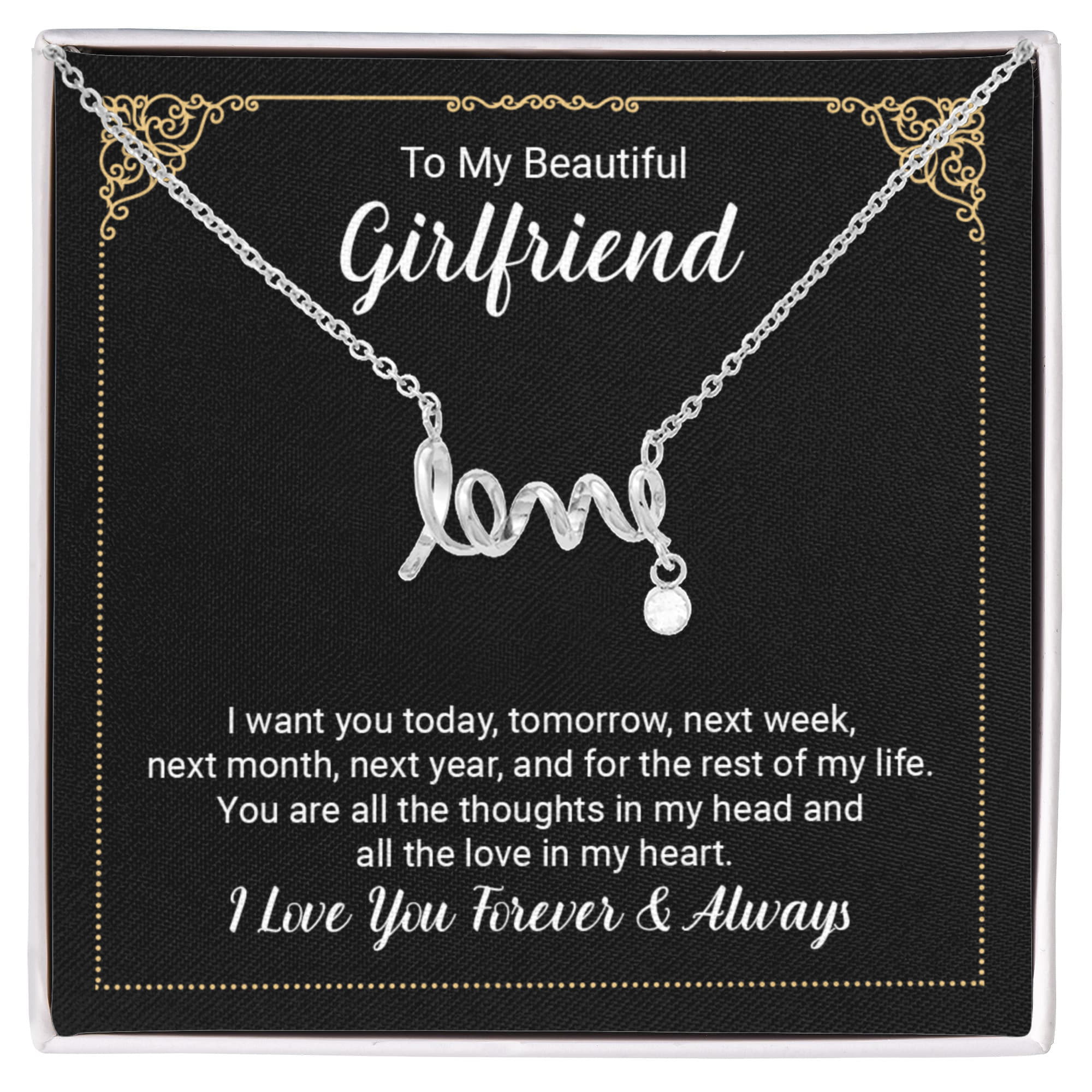 To My Beautiful Girlfriend - Scripted Love Necklace