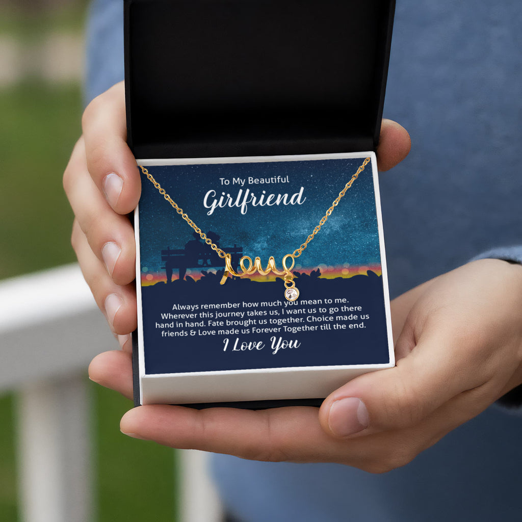 To My Beautiful Girlfriend Forever Together Scripted Love Necklace