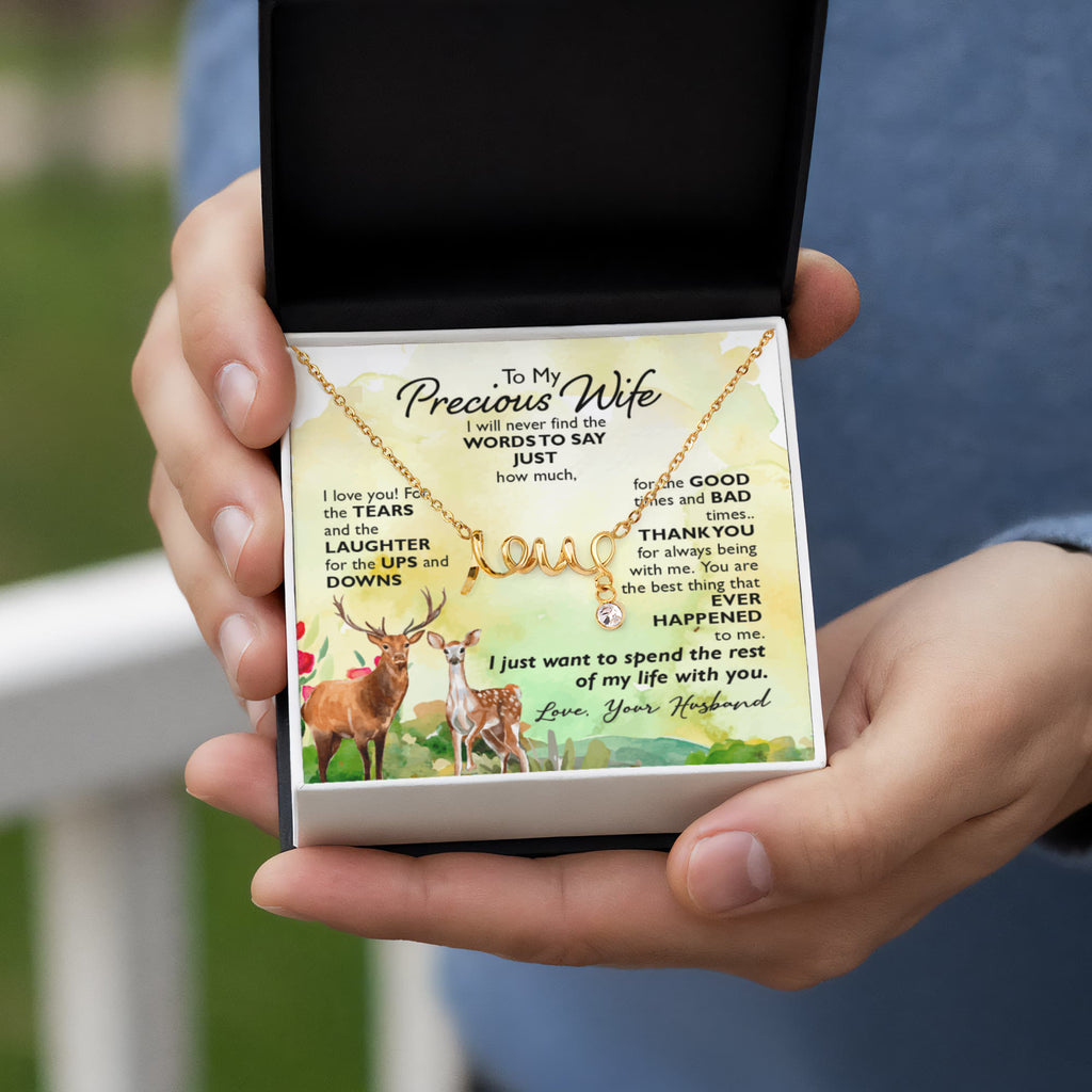 To My Precious Wife Rest of My Life Scripted Love Necklace