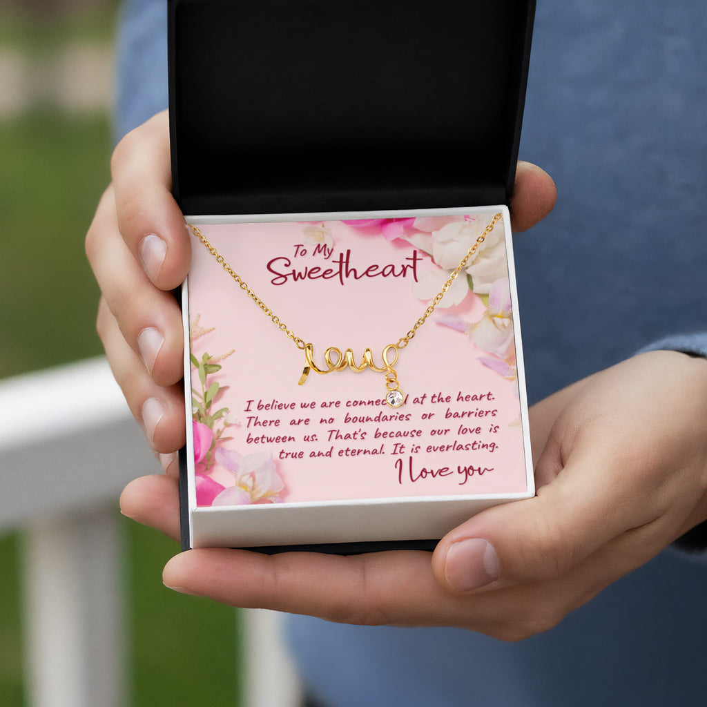 To My Sweetheart Connected at the Heart Scripted Love Necklace