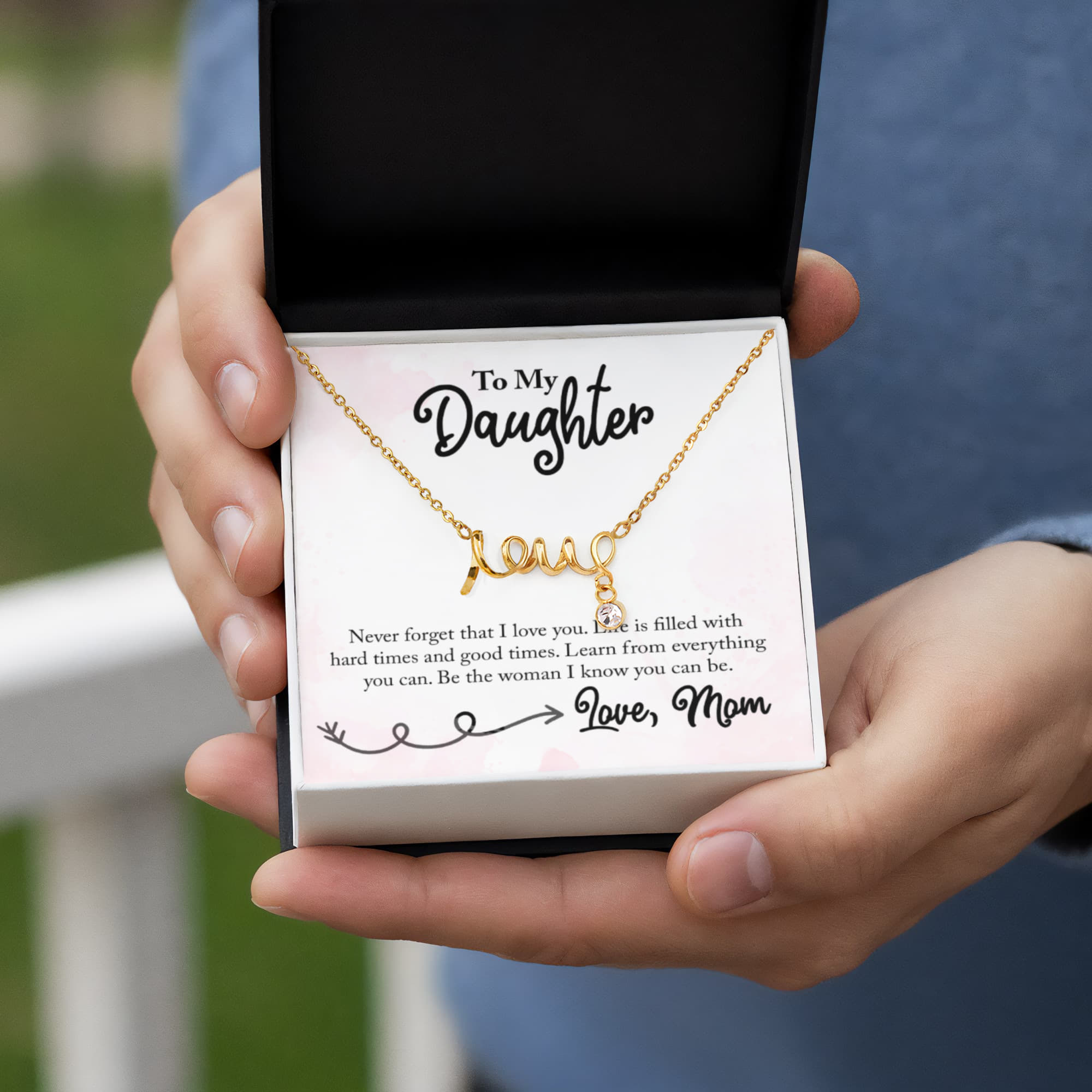 To My Daughter Love Mom - Scripted Love Necklace